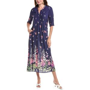Garrie B Womens  Pintuck Midi Dress, Blue